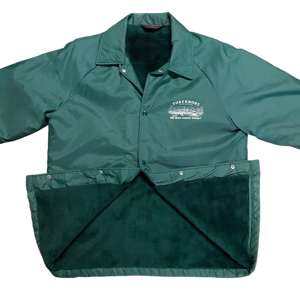 VTG 80s 70s Streetwear Mens Sz S Fleece Lined Whiskey Coaches Jacket Green USA